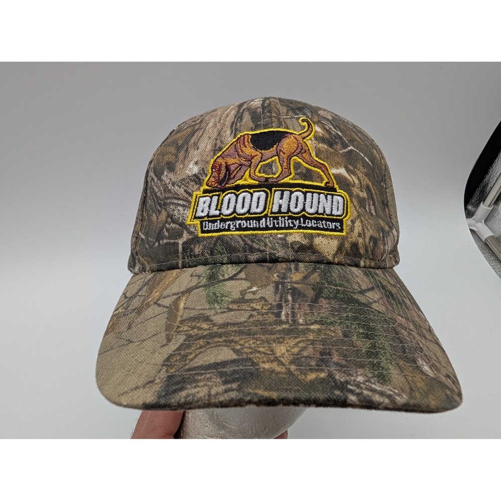Realtree Camo Blood Hound Underground Utility Locators Embroidered Hat OSFM